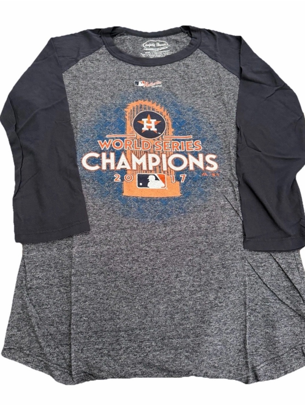 Houston Astros Women's 'World Series Champions' Raglan Tee - Gray & Navy